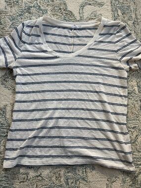 GAP White Tee with Navy Horizontal Stripes